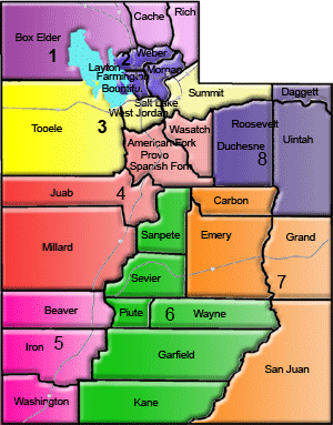 Map of Utah State Counties