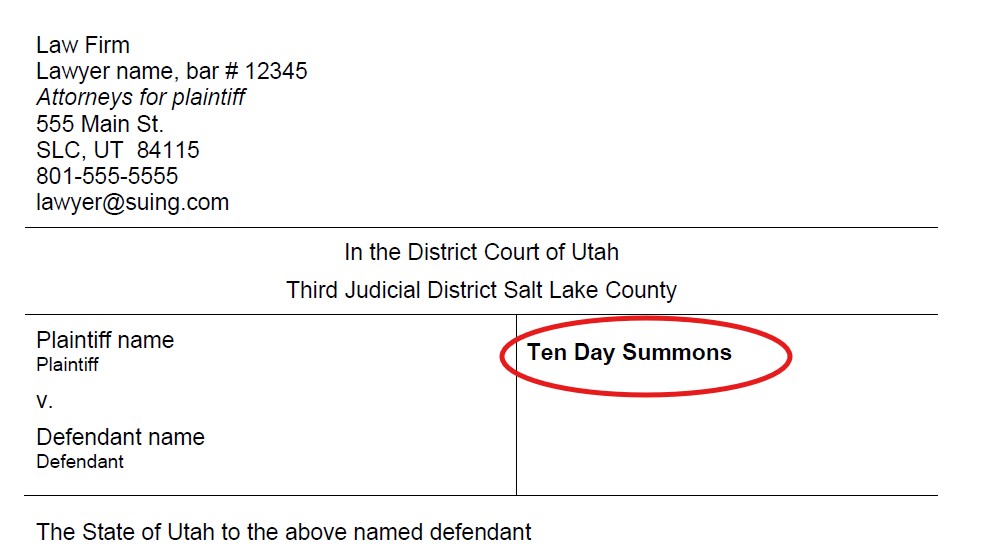 A picture of a summons, with the word "summons" circled, it is about a quarter of the day down on the first page, on the right-han side